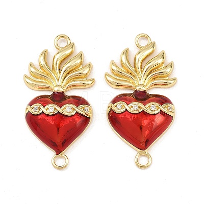 Brass Pave Clear Cubic Zirconia Connector Charms KK-L251-18G-01-1