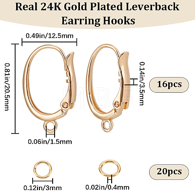 16Pcs Brass Leverback Earring Findings FIND-BBC0002-64-1