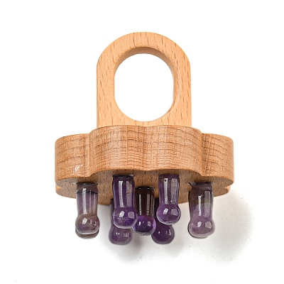 Natural Amethyst Scalp Massager AJEW-G058-02A-1
