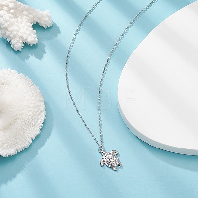 Ion Plating(IP) 201 Stainless Steel Tortoise with Starfish Pendants Necklaces NJEW-JN04283-02-1