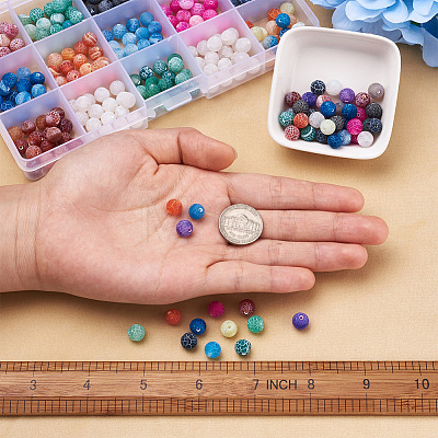 300Pcs 15 Colors Natural Crackle Agate Beads G-TA0001-26-1