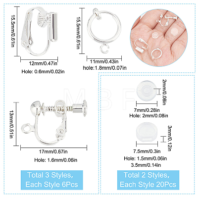 18Pcs 3 Style Brass Clip-on Earring Findings FIND-SC0003-96S-1