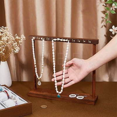 Wooden Necklace Organizer Display Stands ODIS-WH0331-20A-1