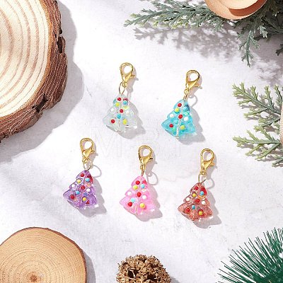 Handmade Bumpy Glass Christmas Tree Pendant Decorations HJEW-JM04171-01-1