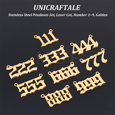 Unicraftale 18Pcs 2 Bags 201 Stainless Steel Pendants Set STAS-UN0042-41G-1