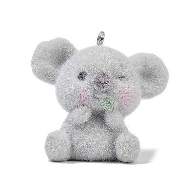 Animal Theme Flocky Opaque Resin Pendants RESI-H042-01P-16-1