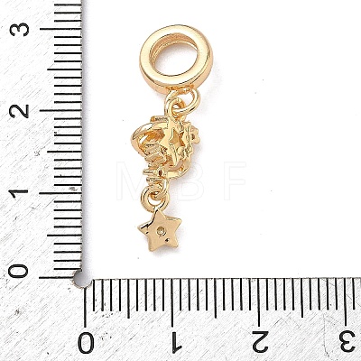 Brass Pave Gold Cubic Zirconia European Dangle Charms KK-K407-37G-01-1