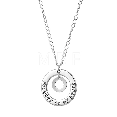 201 Stainless Steel and Alloy Round with Word Forest In My Heart Pendants Necklace NJEW-JN04697-01-1
