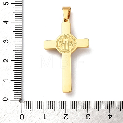 304 Stainless Steel Religion Jesus Cross Pendants STAS-F323-12PG-1