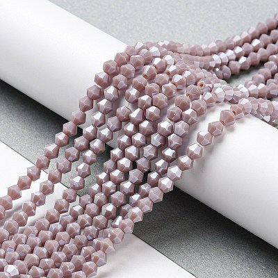 Opaque Solid Color Electroplate Glass Beads Strands EGLA-A039-P4mm-A13-1
