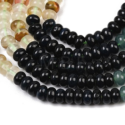 Watermelon Stone Glass & Dyed Natural White Jade Beads Strands G-Z135-C03-1