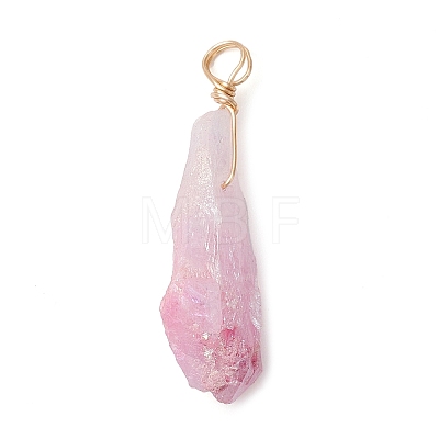 Electroplated Natural Quartz Crystal Dyed Pendants PALLOY-JF02325-06-1