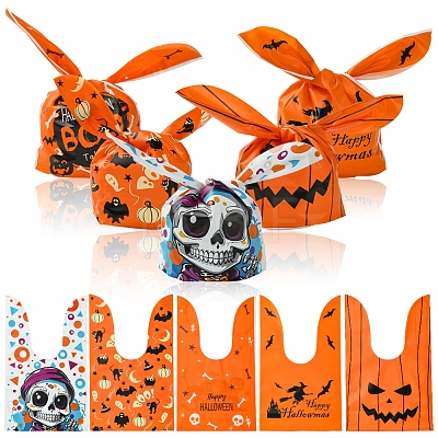 50Pcs 5 Styles Rabbit Shaped Halloween Candy Plastic Bags ABAG-FS0001-08B-1