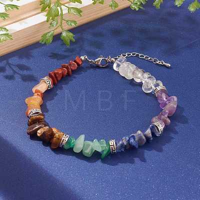 Chakra Chips Natural Gemstone Beaded Anklets AJEW-AN00390-1