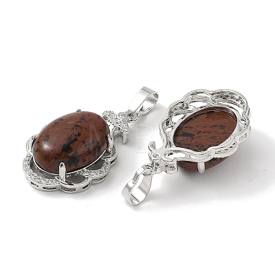 Natural Mahogany Obsidian Oval Pendants G-NH0025-15P-22-1