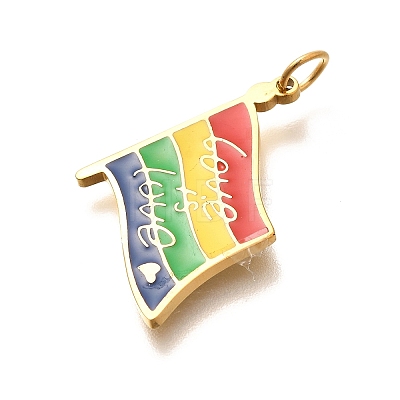 Pride 304 Stainless Steel Enamel Pendants LS-STAS-B079-01G-08-1