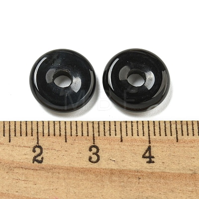 Natural Dyed & Heated Black Agate Donut/Pi Disc Charms G-G142-01D-1