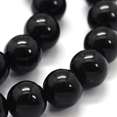 Natural Black Tourmaline Beads Strands G-G763-01-8mm-AB-1