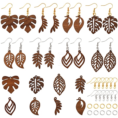 DIY Leaf Dangle Earring Making Kits DIY-FS0008-63A-1