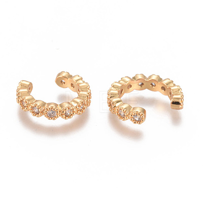 Golden Plated Brass Micro Pave Cubic Zirconia Cuff Earrings EJEW-L244-22B-1
