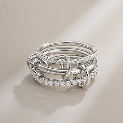 Brass Micro Pave Cubic Zirconia Finger Rings FS-WG6545E-05-1