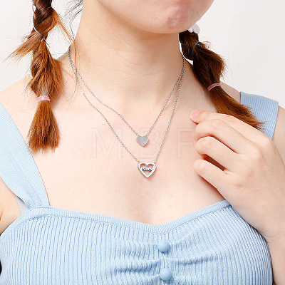 Mother's Day 304 Stainless Steel Double Layer Necklaces WG4BB53-02-1