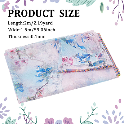Flower Pattern Polyester Fabric DIY-WH0453-36A-1