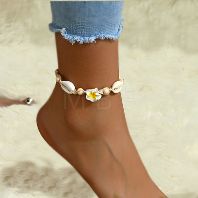 Cowrie Shell & Wood Beaded Anklets WGC96C8-03-1