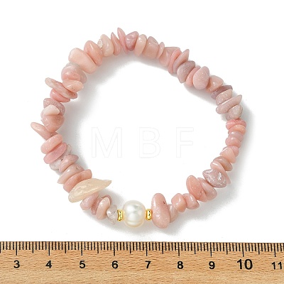 3Pcs 3 Styles Natural & Synthetic Mixed Gemstone Chip & Natural Cultured Freshwater Pearl Beaded Stretch Bracelets Set for Women BJEW-JB13762-1