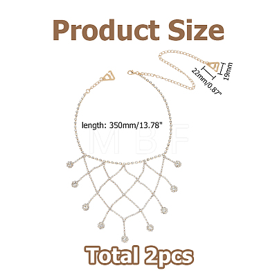 Alloy Crystal Rhinestone Multilayered Flower Tassel Shoulder Bra Body Chains AJEW-WH0752-575G-1