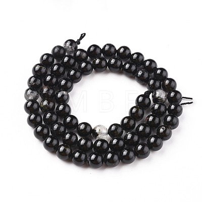 Natural Black Tourmaline Beads Strands X-G-F666-05-6mm-1
