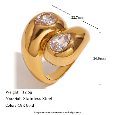 Fashionable 304 Stainless Steel Cubic Zirconia Finger Rings FS-WG3A113-01-1