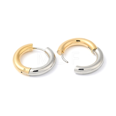 Two Tone Brass Huggie Hoop Earrings EJEW-P228-03B-1
