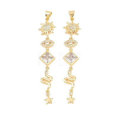 Brass Clear Cubic Zirconia Pendants KK-C166-06G-1