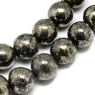 Natural Pyrite Beads Strands G-S265-03-4mm-1