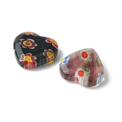 Handmade Millefiori Glass Heart Bead LK-YW0001-06-1