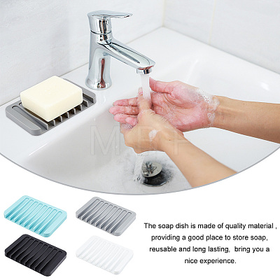 AHADEMAKER 4Pcs 4 Colors Silicone Self Draining Soap Dish Holder AJEW-GA0004-79-1