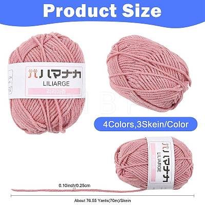 12 Skeins 4 Colors 4-Ply 60%Polyester 40%Acrylic Blended Yarn OCOR-FS0001-07E-1