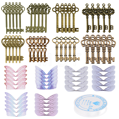 Skeleton Key & Wing Charm Bracelet DIY Making Kit DIY-SC0017-45-1