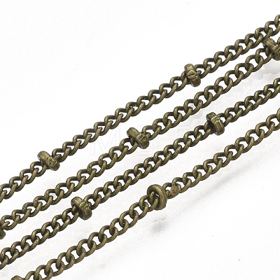 Brass Coated Iron Curb Chain Necklace Making MAK-T006-01AB-1