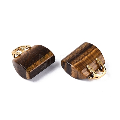 Natural Tiger Eye Pendants G-Q602-01G-02-1