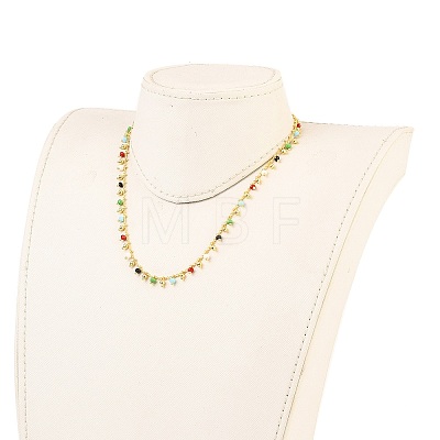 Brass Handmade Colorful Glass Beaded Necklaces X-NJEW-JN03134-1