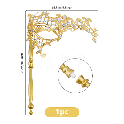 Iron Filigree Masquerade Mask with Handle AJEW-WH0643-060A-1