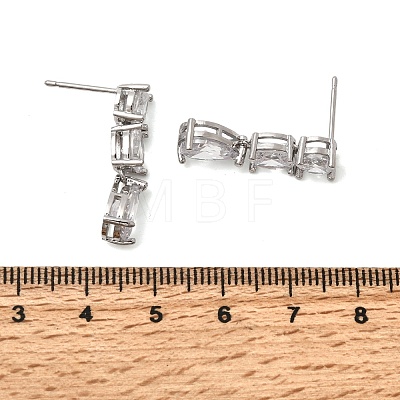 Teardrop Brass Micro Pave Clear Cubic Zirconia Dangle Stud Earrings EJEW-H180-14P-1