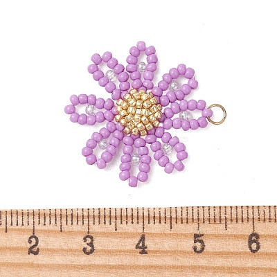 Glass Seed Beaded Pendants PALLOY-MZ01359-01-1