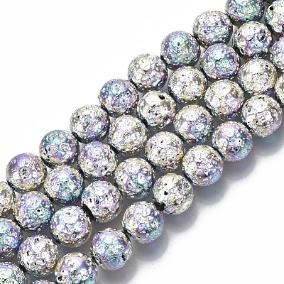 Electroplated Natural Lava Rock Beads Strands G-S352-30D-03-1