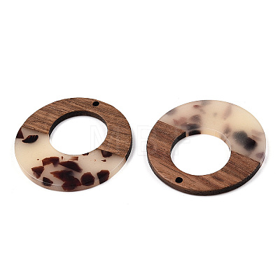 Transparent Resin & Walnut Wood Pendants RESI-TAC0017-74-B02-1