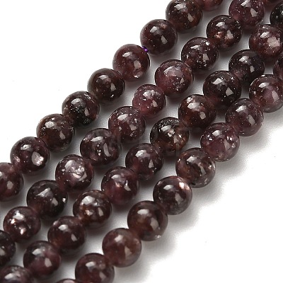 Natural Lepidolite/Purple Mica Stone Beads Strands G-H335-B03-4mm-A-1