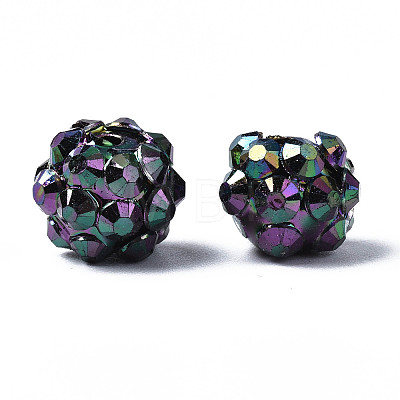 Chunky Resin Rhinestone Bubblegum Ball Beads RESI-M019-10mm-M-01-1