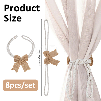 8Pcs Jute Cord Curtain Tiebacks Clips HJEW-FH00302-1